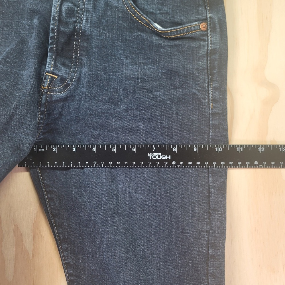 Levis 501 Mens Original Fit Blue Dark Wash Stretch Denim Button Fly Jeans 30x30 - Picture 10 of 12